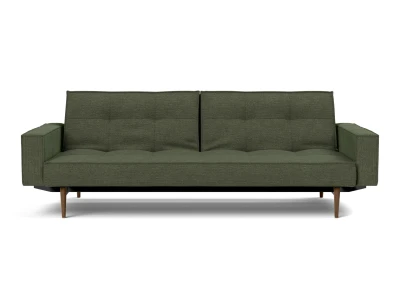 Splitback Styletto Sofa Bed Dark Wood With Arms