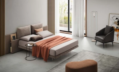 Opera — Bookcase bed with headboard featuring large cushions.