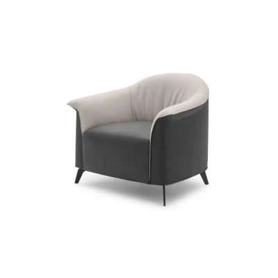 Caroline — Eclectic armchair with high or low backrest options and customizable bicolor shell.