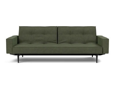 Splitback Styletto Sofa Bed Black Wood With Arms