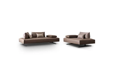 Bacio Light — Space-saving modular sofa with a compact design and movable backrests – also available in leather.