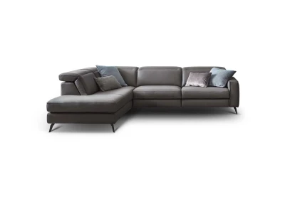 Christopher — Modern electric recliner sofa, adjustable headrests, and highlighted stitching.