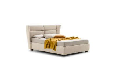 Pasodoble — Elegant wingback bed with wide padded headboard.