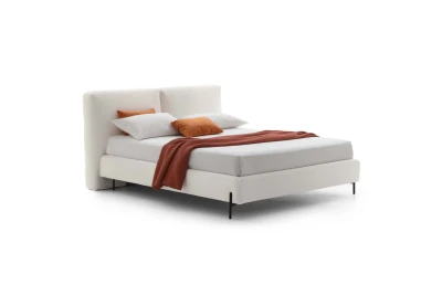Duo — Bed with an upholstered headboard equipped with an adjustable mechanism.