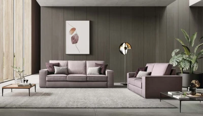 Simba — Squared profile sofa with highlighted borders.