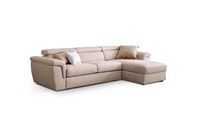 Pieris — Classic sofa with storage mechanisms, adjustable headrests, and extendable footrest.