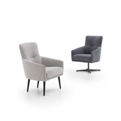 Elodie — Elegant and contemporary armchair with a fixed or swivel base.