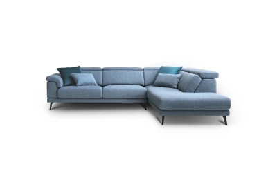Norton — Modern sofa with extendable seats, adjustable headrests, and decorative borders.