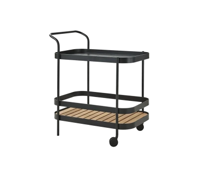 Roll bar trolley incl. teak table top