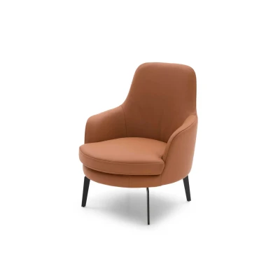 Air — Modern and minimalist armchair with a high backrest and curved armrests. Customizable legs.