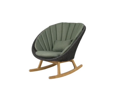Peacock rocking chair w/teak legs