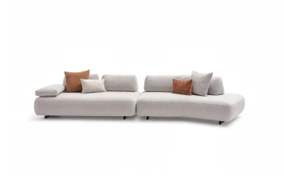 Capriccio — Designer sofa with organic shapes and shaped or 45-degree seats