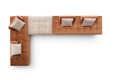 Bowie light — Space-saving modular sofa with high legs and smooth sliding backrests.