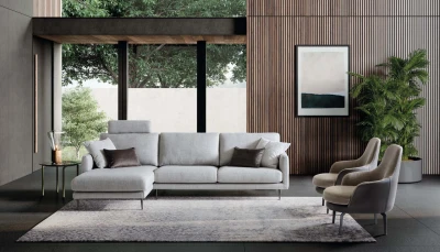 Tidy — Minimalist design sofa with optional headrest.