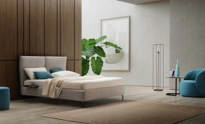 Klizia — Bed with a foldable and adjustable headboard and customizable bed frame.
