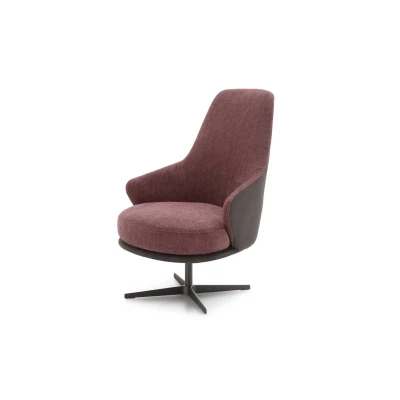 Amy — Modern fixed or swivel armchair with a minimalist design and small armrests.