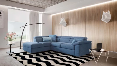 Adela — Classic sofa with storage, adjustable headrests, and extendable footrests. Simple armrests.