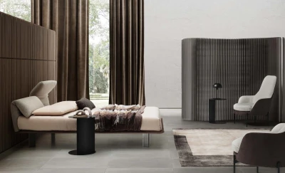 Logan — Bed with a foldable and adjustable headboard.