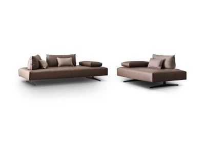 Bacio — Modular sofa with movable backrests – also available in leather.