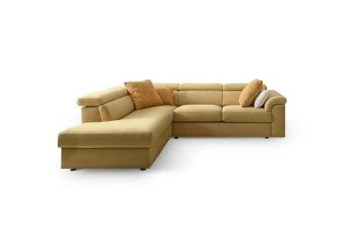 Alessandra — Classic sofa with storage, adjustable headrests, and extendable footrests. Rounded armrests.